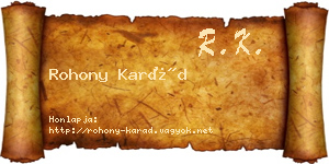 Rohony Karád névjegykártya